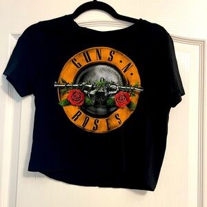 Guns n Roses Band Vintage Graphic Cropped T-Shirt Stretchy Guns and Roses